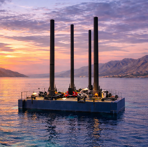 Custom-designed steel pontoons